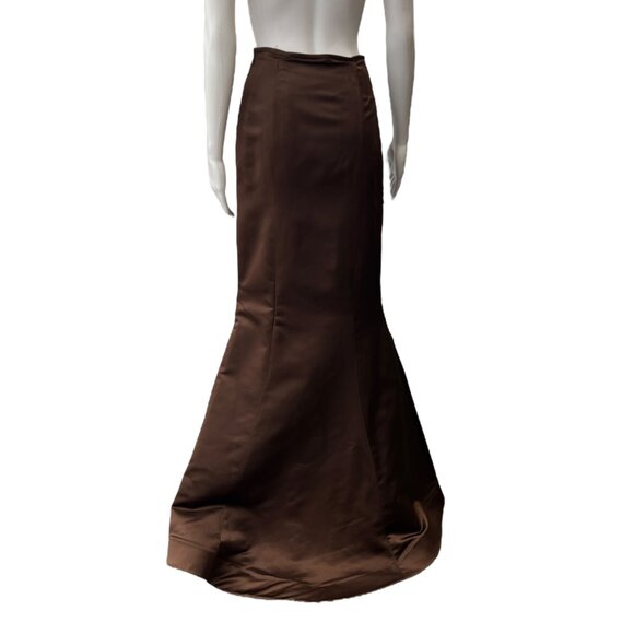 Maria Pinto Brown Silk Long High Waist Flared Skirt size 0-2 - Picture 7 of 11